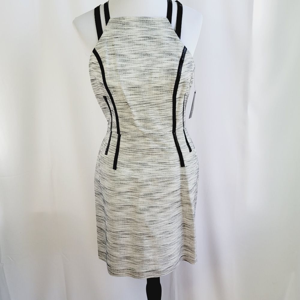 I Heart Ronson Halter Sheath Dress Faux Leather Trim - Size 10